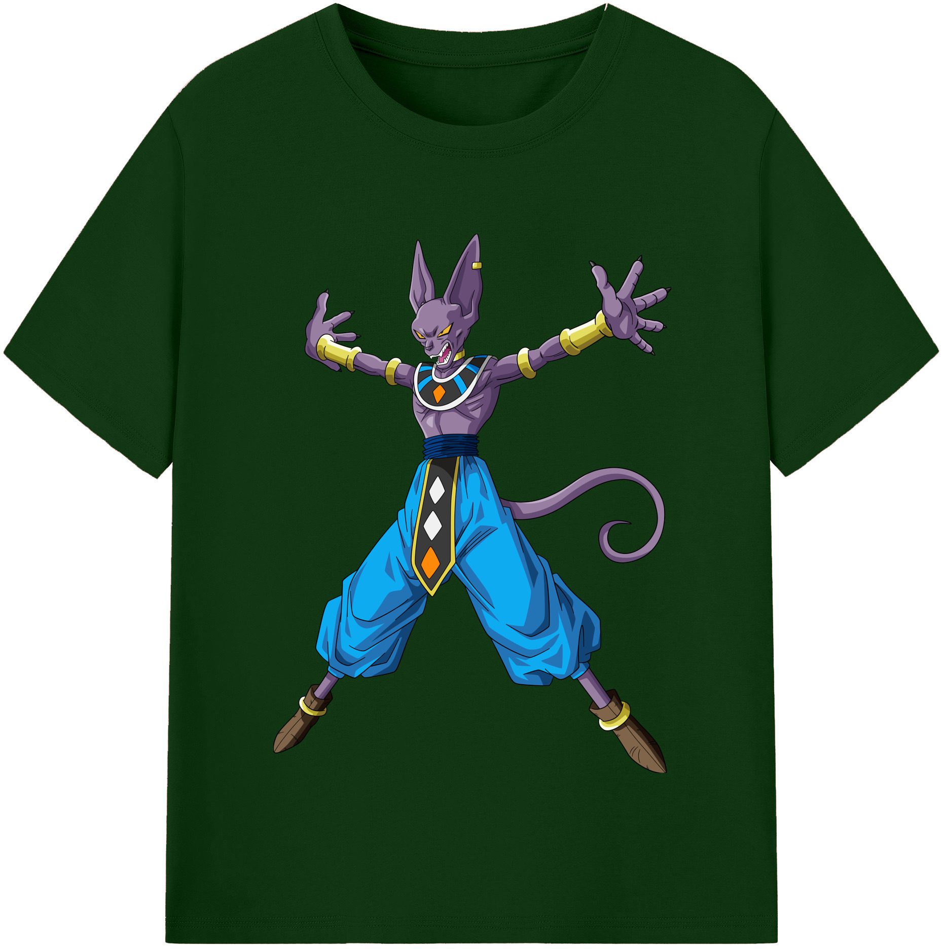 （画像用） ドラゴンボール ビルス 破壊神ビルス DRAGON BALL Beerus Birusu 綿100％半袖Tシャツ（フロントプリント）